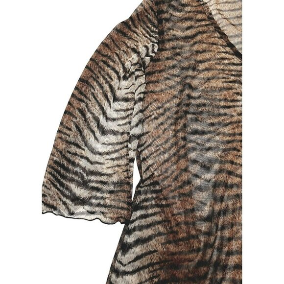 Tiger Animal Print Sheer Tunic Top By Jordan Taylor S Mob‎ Wife - Picture 3 of 11